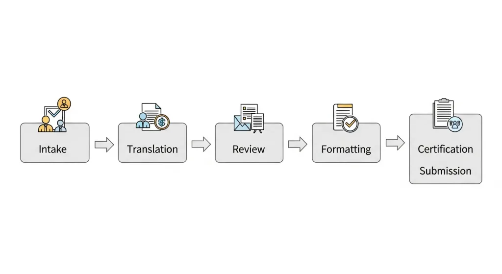 Bilingual certification workflow diagram
